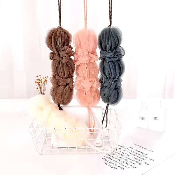 Premium Exfoliating Loofah Sponge – Long Handle Shower Pouf For Body & Back Scrubbing