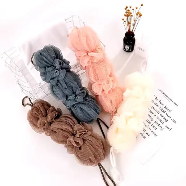 Premium Exfoliating Loofah Sponge – Long Handle Shower Pouf For Body & Back Scrubbing