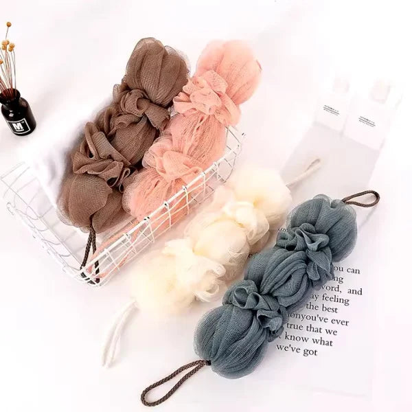 Premium Exfoliating Loofah Sponge – Long Handle Shower Pouf For Body & Back Scrubbing