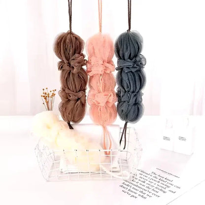 Premium Exfoliating Loofah Sponge – Long Handle Shower Pouf For Body & Back Scrubbing